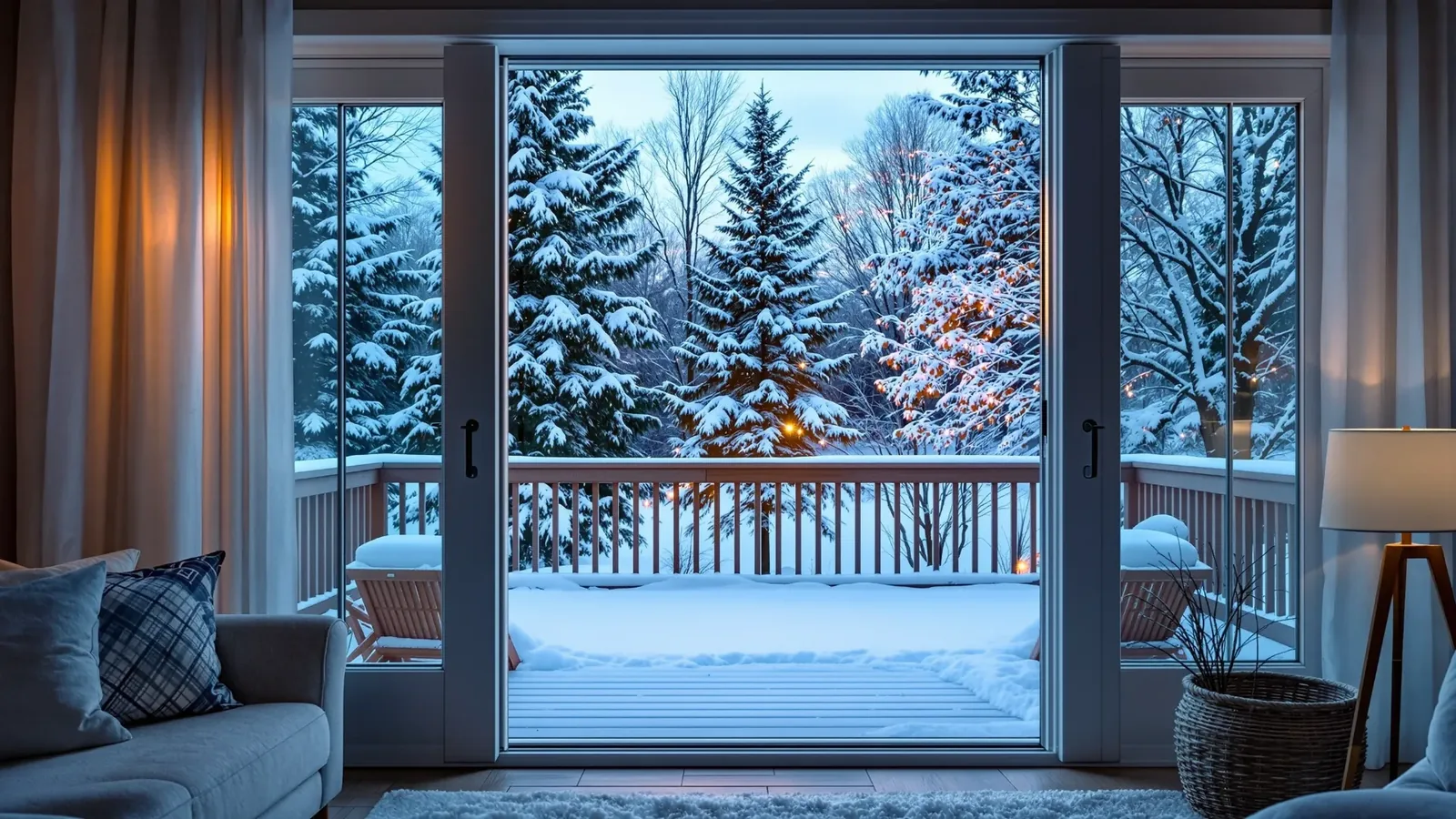 Porte patio résidentielle québécoise avec grande baie vitrée